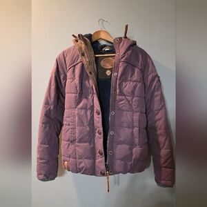 Naketano Breakfast Club Quilted Puffer Coat Aubergini Purple Hooded Womens M